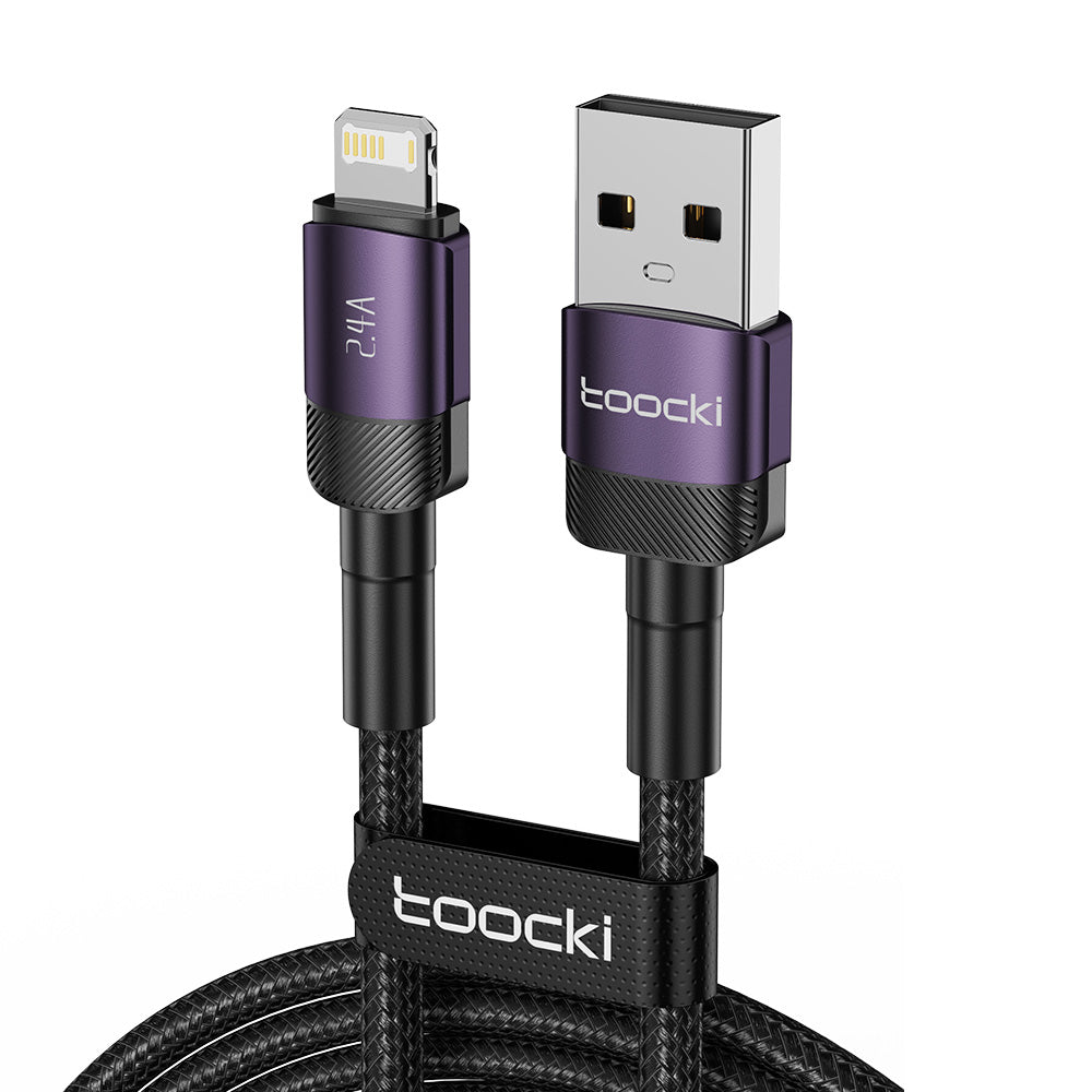 TOOCKI TQ-X12A1 1m USB to Lightning Data Cable 2.4A Fast Charging Braided Wire TOOCKI TQ-X12A1 1m USB to Lightning Data Cable 2.4A Fast Charging Braided Wire